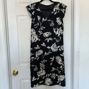 ILE Black White Floral Dress Size 8